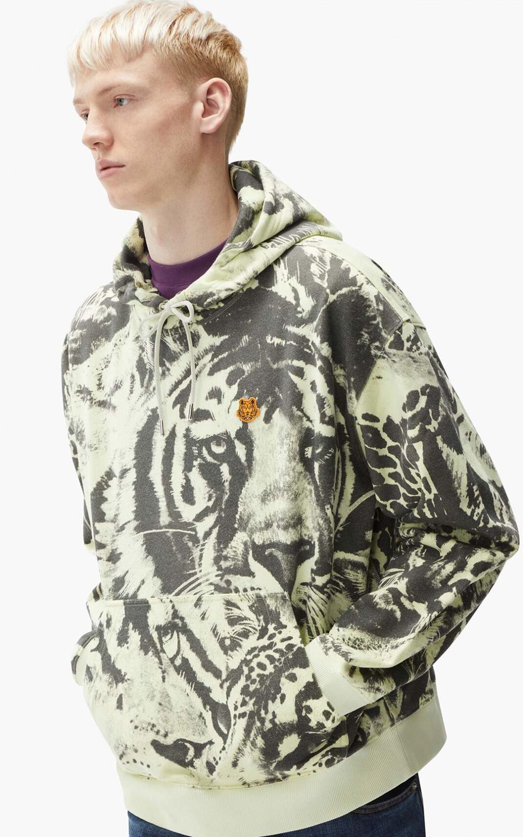 Kenzo Wildtigers oversize Moška Puloverji S Kapuco Bež SI-1514516